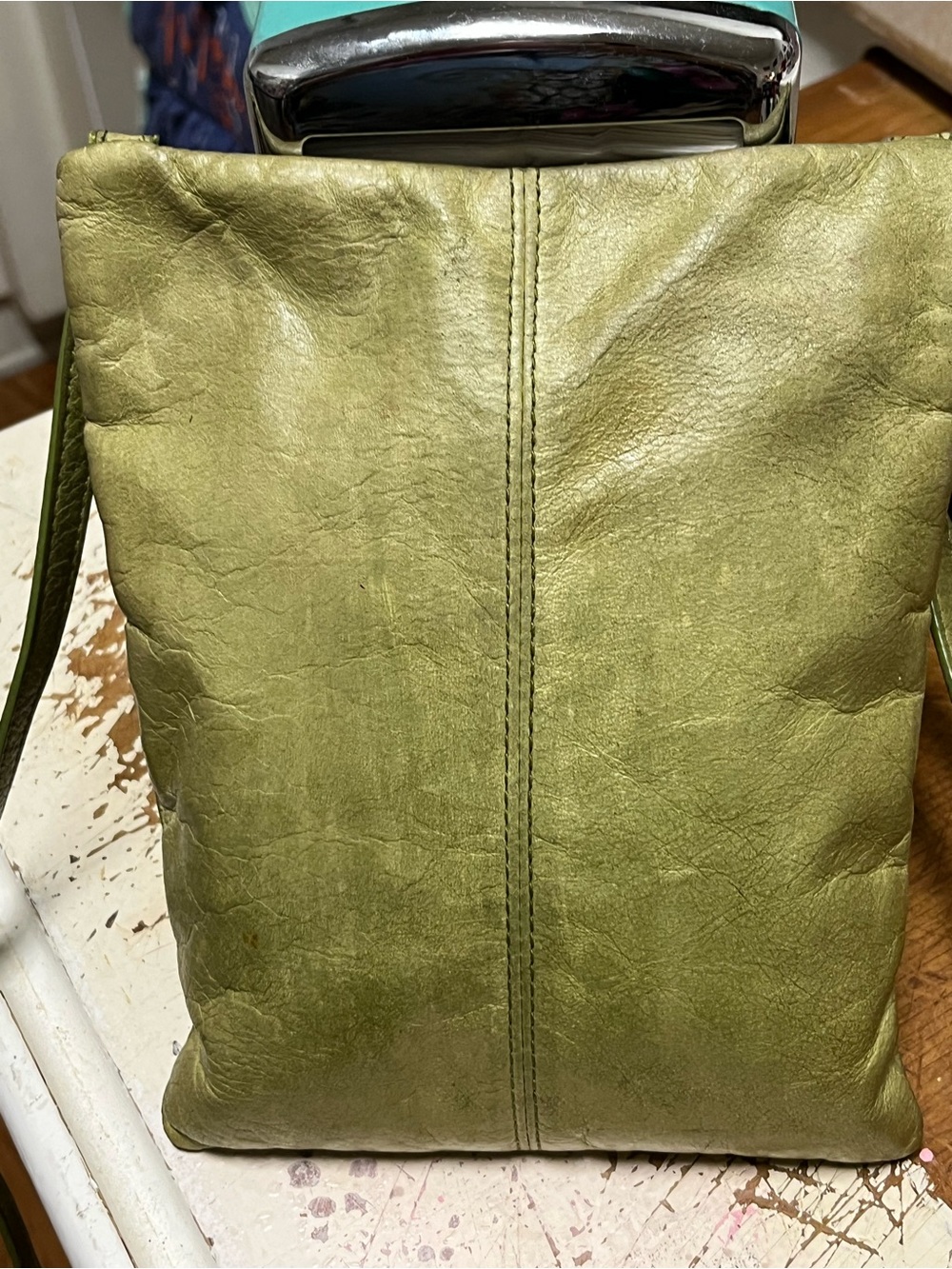 Hobo the Original Becka Crossbody Green Leaf Top Grain leather Pre loved . - Picture 3 of 13